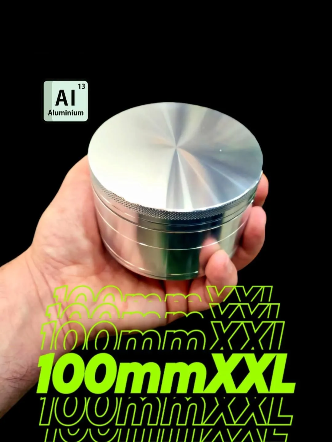 Μεταλλικό Grinder XL 100mm τεσσάρων μερών για τρίψιμο βοτάνων