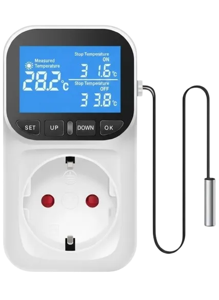 Temperature Controller Socket Ψηφιακός θερμοστάτης πρίζας με καλώδιο αισθητήρα για grow room - freshseeds.gr